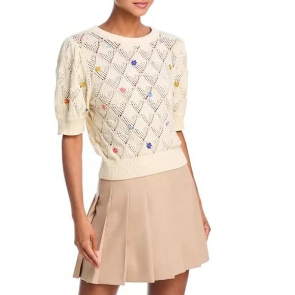 &Merci Flower Embroidered Sweater Multi Floral - Size L - Picture 3 of 4